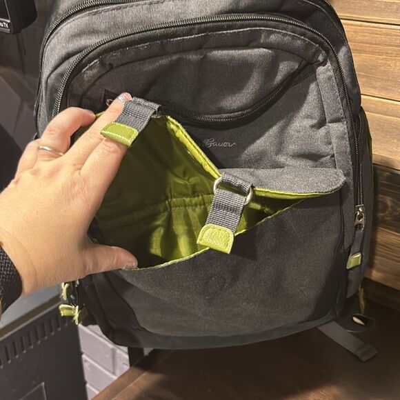 Eddie Bauer Gray Green Backpack Travel Diaper Baby Bag - Picture 4 of 9